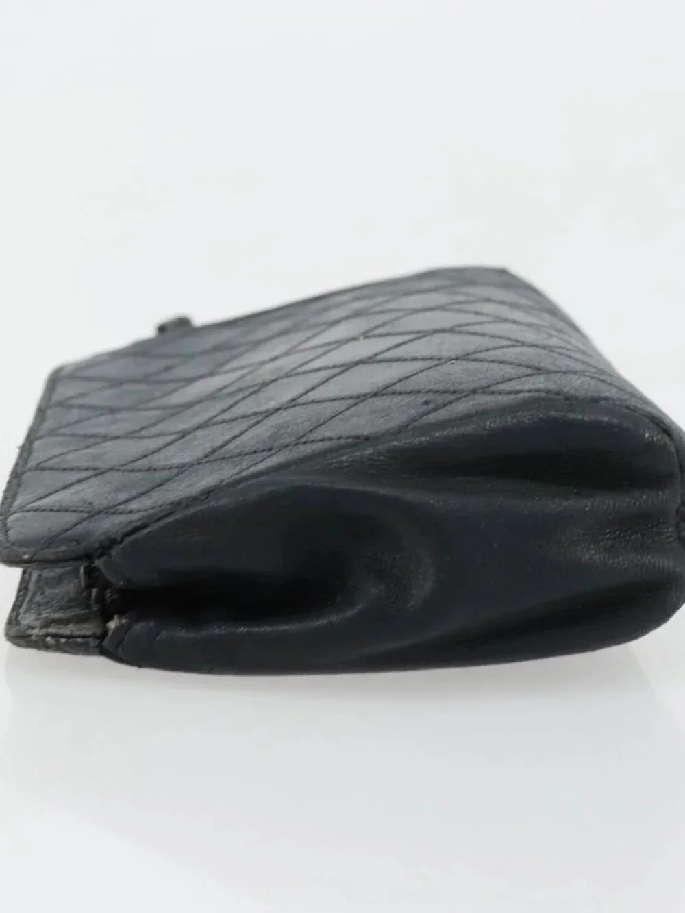 CHANEL Pouch Lamb Skin Black CC Auth 47074